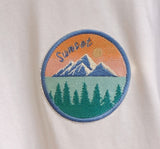 T-Shirt fin manches courtes avec écusson Sunset, Montagnes et Lac