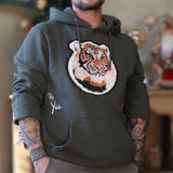 Sweat à capuche / Hoodie Vert brodé Tigre